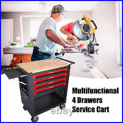 Rolling Tool Chest with 4-Drawer Tool Box with Wheels Multifunctional Tool Cart