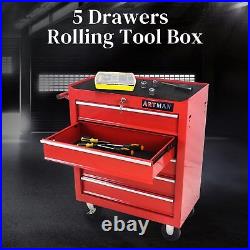 Rolling Tool Chest with 5-Drawer Tool Box with Wheels Multifunctional Tool Cart