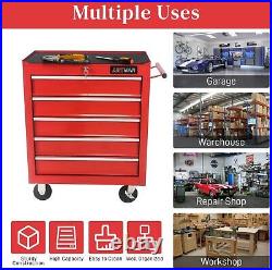 Rolling Tool Chest with 5-Drawer Tool Box with Wheels Multifunctional Tool Cart