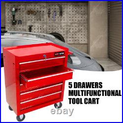 Rolling Tool Chest with 5-Drawer Tool Box with Wheels Multifunctional Tool Cart