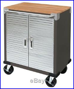 Seville 2-Door Rolling Cabinet Storage Tool Box Cart Workbench 5 Casters Shelf