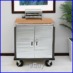 Seville 2-Door Rolling Cabinet Storage Tool Box Cart Workbench 5 Casters Shelf