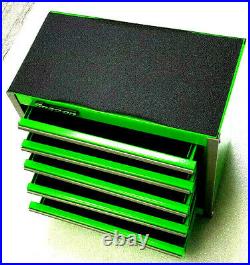 Snap-On New GREEN Mini Bottom Tool Box 5 Drawers Base Cabinet Chrome Trim Micro