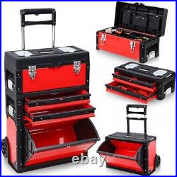 Stackable Rolling Tool Box Portable Metal Tool Chest with Wheels and Drawers