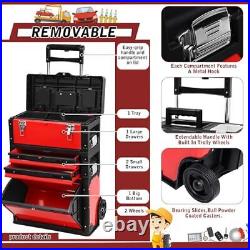 Stackable Rolling Tool Box Portable Metal Tool Chest with Wheels and Drawers