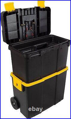 Stackable Tool Box with Wheels 2-in-1 Tool Chest Fold-Down Comfort Handles