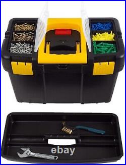 Stackable Tool Box with Wheels 2-in-1 Tool Chest Fold-Down Comfort Handles