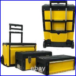 Stalwart Portable Mobile Tool Box 3-Separable Compartments Steel Black/Yellow