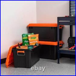 Storage Box Store-It-All Utility Tote 82 Qt. Plastic In Orange/Black (3-Pack)