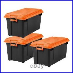 Storage Box Store-It-All Utility Tote 82 Qt. Plastic In Orange/Black (3-Pack)