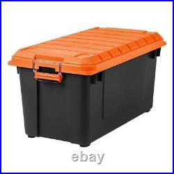 Storage Box Store-It-All Utility Tote 82 Qt. Plastic In Orange/Black (3-Pack)