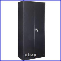 Storage Cabinet 72 Lockable Garage Tool Cabinet with Adjustable Shelves Black