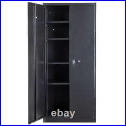 Storage Cabinet 72 Lockable Garage Tool Cabinet with Adjustable Shelves Black