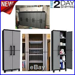 Tall Garage Storage Cabinet Garden Home Organizer Patio Outdoor Shed Tool Box US