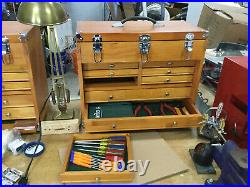 Tool Box Chest 8 Drawer Hard Wood Toolbox Cabinet Storage Mechanic Single Key