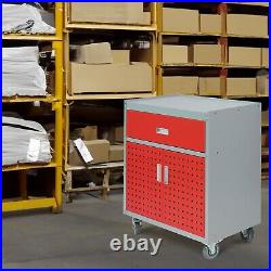 Tool Box Chest Cabinet Wheels Metal Rolling Auto Repair Storage withDrawer, Red
