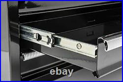 Tool Box Portable Powder Coated Steel Security Lock 3- Drawer Black & Silver