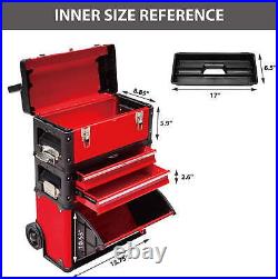 Tool Box Portable with 3 Drawers Mobile Storage Organizer Chest Garage Stackable