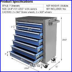 Tool Box Rolling Multi-Tool Storage Organizer with Key Lock 7Drawer Tool Trolley