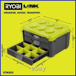Tool Box Ryobi LINK 3-Drawer Modular Impact Resistant Organize Store Tools