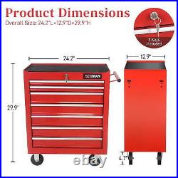 Tool Chest, 24.5 in 7-Drawer Steel Rolling Tool Box on Wheels for Workshop Garage