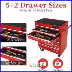 Tool Chest, 24.5 in 7-Drawer Steel Rolling Tool Box on Wheels for Workshop Garage