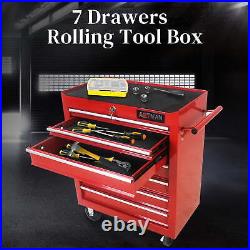 Tool Chest, 24.5 in 7-Drawer Steel Rolling Tool Box on Wheels for Workshop Garage