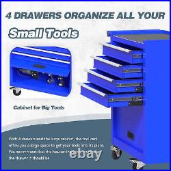 Tool Chest, 24.5 in Steel Rolling Tool Box & Cabinet On Wheels for Garage