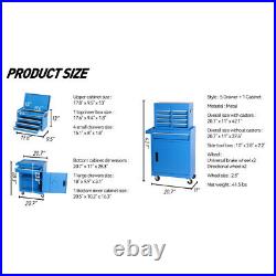 Tool Chest 5-Drawer Rolling Tool Box Storage Cabinet Lockable Wheels for Garage