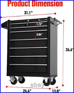 Tool Chest Heavy Duty Cart Steel Rolling Tool Box 7 Drawer Cart (TZ37-BK)