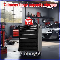 Tool Chest Heavy Duty Cart Steel Rolling Tool Box 7 Drawer Cart (TZ37-BK)