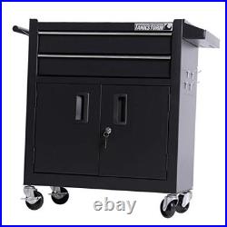 Tool Chest Heavy Duty Cart Steel Rolling Tool Box with Lockable Doors Black