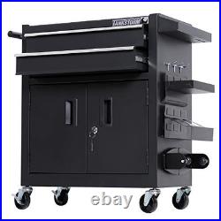 Tool Chest Heavy Duty Cart Steel Rolling Tool Box with Lockable Doors Black