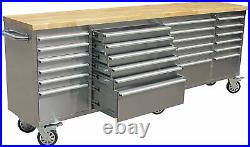 Tool Chest PRO with Work Stations 96 W 24 Drawer Stainless Steel More Durable