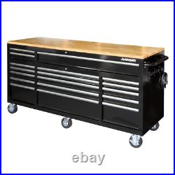 Tool Chest Work Bench Cabinet Adjustable Wood Top 72 in Rolling Garage Storage