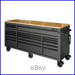 Tool Chest Work Bench Cabinet Adjustable Wood Top 72 in Rolling Garage Storage