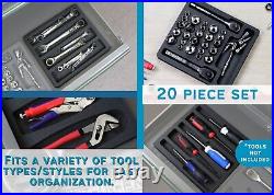 Tool Drawer Organizer 20pc Insert Set and Black Foam 10 x 11 Inch Trays