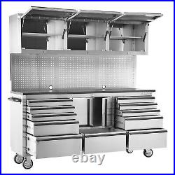 Tools Gray Rolling Tool Cabinet Combo 72 W x 18 D x 71.5 H