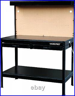 Tough Multi Purpose Workbench Table With LED Light Steel Frame Garage Tool Storage