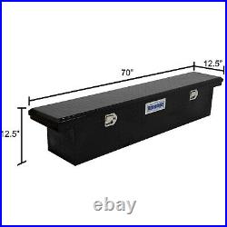 Truck Tool Box Low Profile Design Storage Organizer Diamond Plate Aluminum Black