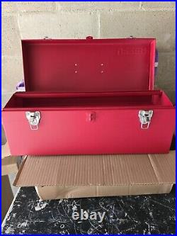 URREA Heavy Duty Tool Box Storage Tray Bin Jobsite Portable Metal Red Rectangle