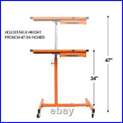 US Stock Heavy Adjustable Work Table with Drawer, 200lbs Capacity Rolling Tool