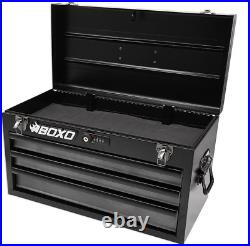 USA Hand Carry Tool Box 3-Drawer Heavy Duty Steel Toolbox with Lock System Blac