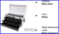 USA Hand Carry Tool Box 3-Drawer Heavy Duty Steel Toolbox with Lock System Whit