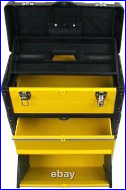 USA NEW Tool Box Stackable 3 in 1 Chest for Workshops & Craft Rooms Black/Yellow