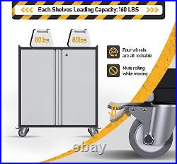 Updated Metal Storage Cabinet Garage Tool Cabinet with lockable wheels FREE ship