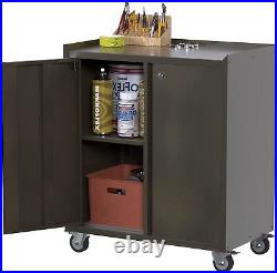Updated Metal Storage Cabinet Garage Tool Cabinet with lockable wheels FREE ship