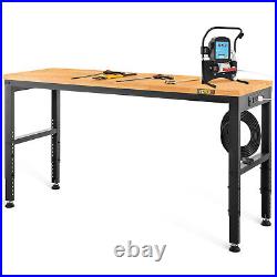 VEVOR 48x20 Height Workbench Oak Plank 28.3-38.1 Range with Power Outlets