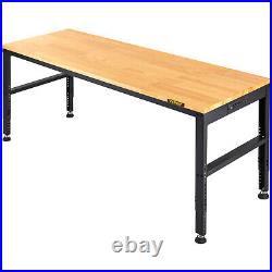 VEVOR 48x20 Height Workbench Oak Plank 28.3-38.1 Range with Power Outlets