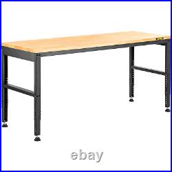 VEVOR 48x20 Height Workbench Oak Plank 28.3-38.1 Range with Power Outlets